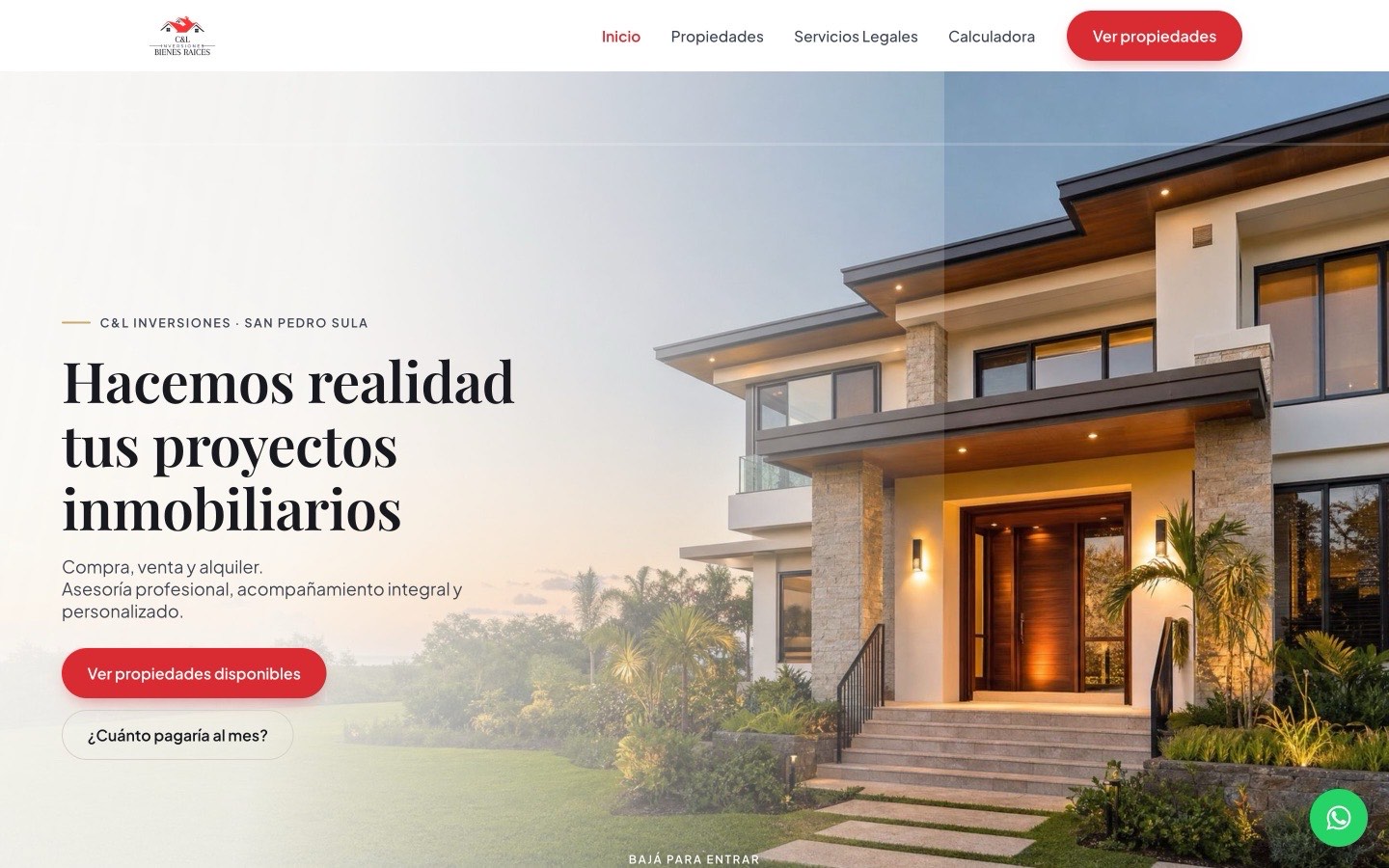 Portada del sitio de C&L Inversiones vista en una pantalla de escritorio