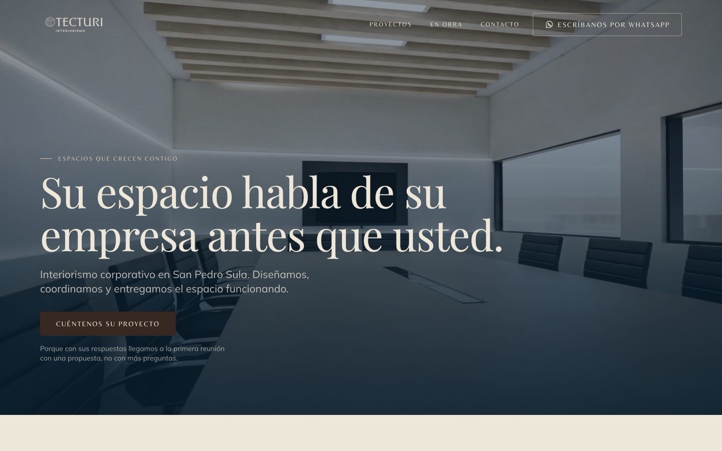 Portada del sitio de TECTURI con sus proyectos de interiorismo